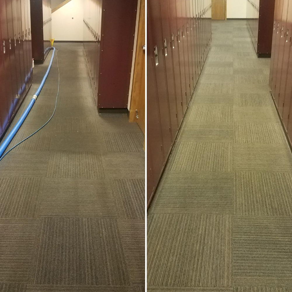 School Hallway Carpet Cleaning Before and After