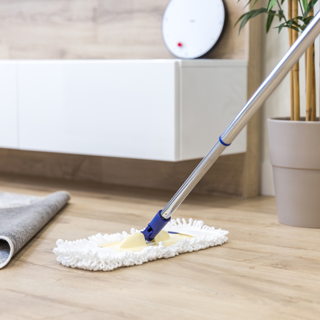 mopping wood floor