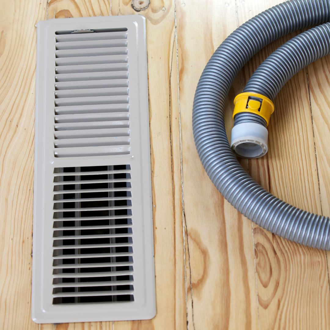Clean air duct vent and cleaning hose